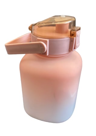 Pembe Ombre Büyük Kapasiteli Motivasyon Su Matarası Saplı Kilit Kapaklı 1.5L-2L Spor Suluk