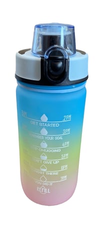 Motivasyonel Su Matarası 1L Zaman İşaretli Suluk Gökkuşağı Renk Geçişli Pipetli Spor Matara BPA Free