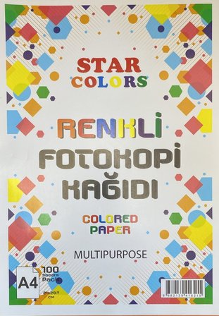 Star Colors Renkli Fotokopi Kağıdı A4 100 Yaprak Çok Amaçlı Colored Paper 21x29.7 cm