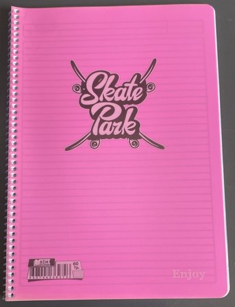 Enjoy Skate Park Pembe Spiralli Defter 60 Yaprak - Sim Kırtasiye