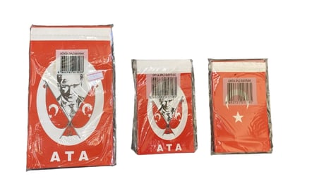 ATA Bayrak Seti - Atatürk Portreli ve Türk Bayraklı İpli Bayrak 3'lü Set (Büyük + Orta Boy)