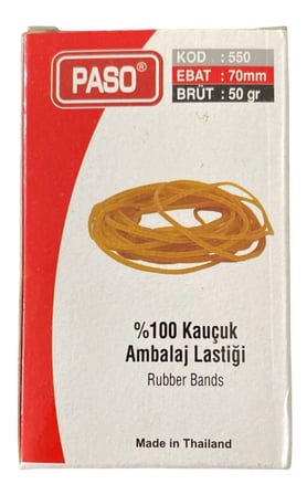 paso %100 kauçuk ambalaj lastiği rubber bands 70mm 50gr kod:550 - 5 kutu