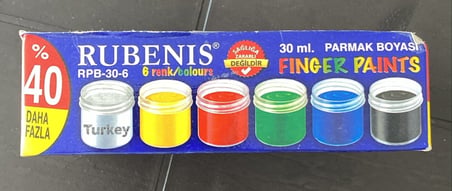 Rubenis Parmak Boyası 6 Renk 30ml RPB-30-6 Finger Paints Sağlığa Zararlı Değildir Turkey