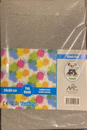 Bambu Simli Eva Köpük Levha Gümüş Renk 20x30 cm Tek Renk Simli Foam Sheet
