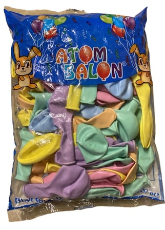 Atom Balon Makaron Pastel Renkli Balon Seti 100 Adet - Doğum Günü Parti Süsleme Balonları