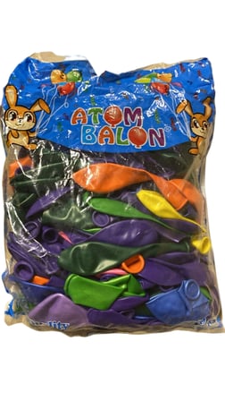Atom Balon Renkli Latex Balon Seti 100'lü Paket - Parti Balonları Karışık Renk