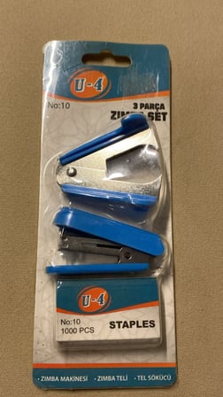 U-4 No:10 Mini Zımba Seti 3 Parça - Zımba Makinesi + Tel Sökücü + 1000 Adet Zımba Teli