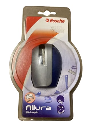 Esselte Allura Mini Zımba Makinesi Gümüş Mavi 1000 Zımba Tel Dahil 10 Sayfa Kapasiteli