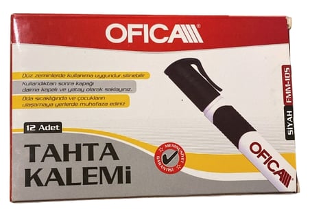 Ofica Tahta Kalemi Siyah 12 Adet FMM-105 Silinebilir Beyaz Tahta Markörü