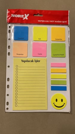 Norex Yapışkanlı Not Kağıdı Seti Haftalık Planlayıcı Sticky Note Smiley Renkli Sticker Seti