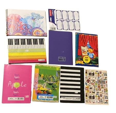 Okul Defteri Seti 9'lu - Resim, Müzik, Çizgili, Kareli Defter + Tanex Etiket - MoDa Mopak Style