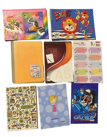 Okul Defteri Seti 8'li Karma Set - Müzik, Kral Aslan, UniNote, Truva A5, Gamer, Creativity Defter + Happy Stickers