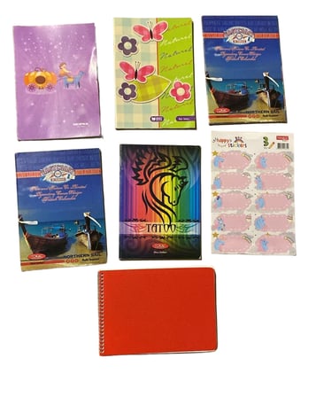 Okul Defteri Seti 6 Adet + Unicorn Etiket Seti ve Spiralli Defter - Mopak Tokac İnvict Karışık Desenli