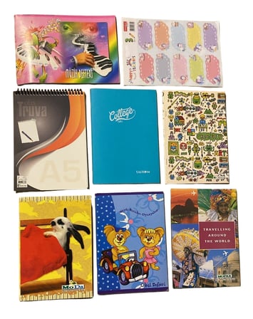 Karışık Okul Defteri Seti 8'li - Müzik, College, Okul Defteri, Truva A5, Creativity Art, MoDa, Mopak Travelling, Okul Defteri + Happy Stickers Etiket