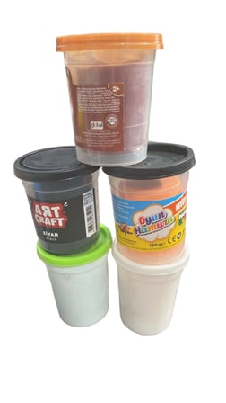 Art Craft & Oyun Hamuru Seti 4'lü Paket Siyah Turuncu Beyaz Kahverengi Renkli Oyun Hamuru 130gr