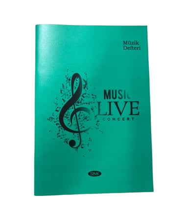 Tokaç Müzik Defteri A4 Dikişli 40 Yaprak Yeşil Kapak Music Live Concert