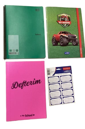 Okul Defteri Seti - Spiralli A4 Notebook + Kareli Defter + Off-roading Okul Defteri + 40'lı Açık Kahverengi