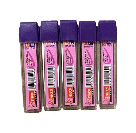 0.5mm 2B Mekanik Kalem Ucu 60mm x 20 Adet - 5 Tüp Set Versatil Ucu