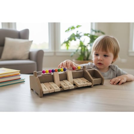 Ahşap Montessori Toplama & Çıkarma Eğitici Abaküs Seti – 1’den 10’a Matematik Öğrenme Oyuncağı