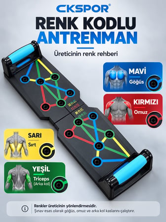 CKSPOR Katlanabilir Renk Kodlu Şınav Tahtası Push Up Board Üst Vücut Antrenman Aleti