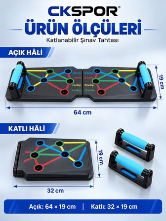 CKSPOR Katlanabilir Renk Kodlu Şınav Tahtası Push Up Board Üst Vücut Antrenman Aleti