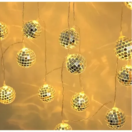 2m 10 LED Pilli Disko Toplu Işık