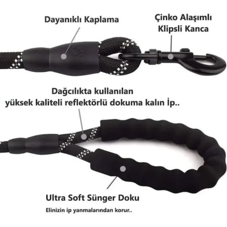 Köpekler İçin Reflektörlü Halat Gezdirme Tasması