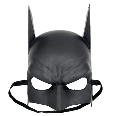 Siyah Renk Çocuk Boy Arkadan Lastikli Batman Maskesi A Kalite 20x14 cm