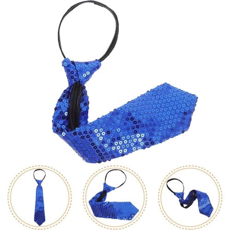 Mavi Renk Pul Payetli Işıltılı Parti Kravatı 33 cm