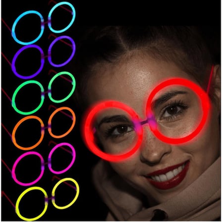 Glow Yuvarlak Gözlük - Glow Partisi Gözlükleri - Glow Gözlük 12 Adet