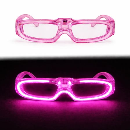 Pembe LED Işıklı Parti Gözlüğü 3 Modlu – Glow & Gece Eğlence Gözlüğü