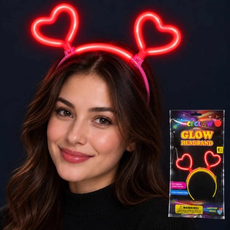 Glow Neon Işıklı Kalp Şekilli Kırmızı Glow Taç