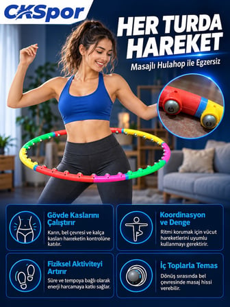 CKSPOR Masajlı Hulahop 95 cm 8 Parçalı 1100 gr Ağırlıklı Egzersiz Çemberi
