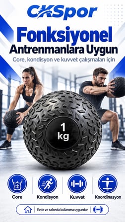 CKSpor 1 Kg Zıplamayan Sağlık Topu Slam Ball Crossfit Fitness Fonksiyonel Antrenman Ağırlık Topu