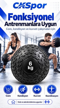 CKSpor 6 Kg Zıplamayan Sağlık Topu Slam Ball Crossfit Fitness Fonksiyonel Antrenman Ağırlık Topu
