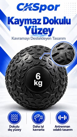 CKSpor 6 Kg Zıplamayan Sağlık Topu Slam Ball Crossfit Fitness Fonksiyonel Antrenman Ağırlık Topu