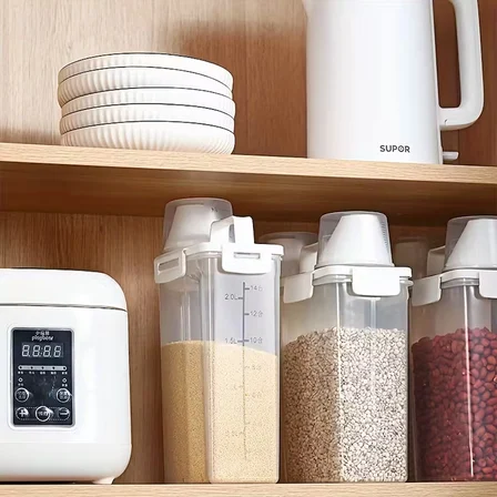 Ölçü Kabı Kapaklı Bakliyat Saklama Kabı - Kulplu Tasarım - 1800 ml