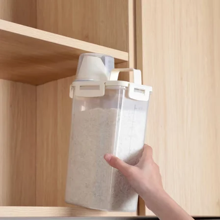 Ölçü Kabı Kapaklı Bakliyat Saklama Kabı - Kulplu Tasarım - 1800 ml