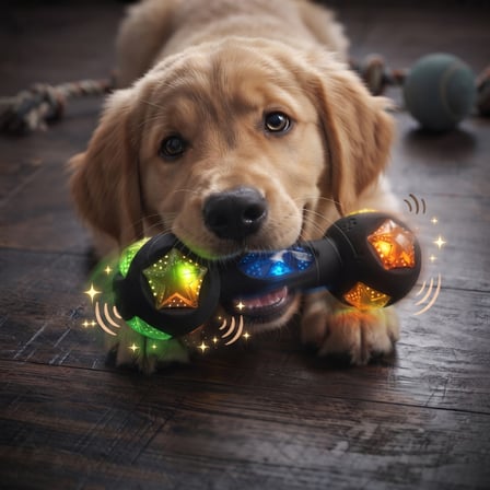 Kemik Tasarımlı Köpek Isırma Oyuncağı - Sesli - Işıklı