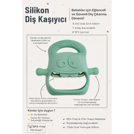 Koyu Yeşil Bebek Silikon Diş Kaşıyıcı