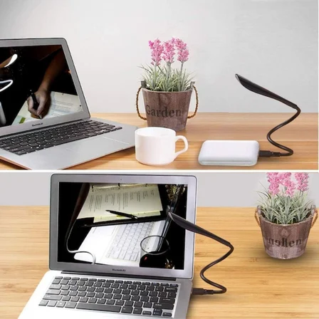Kompakt USB Siyah 14 Ledli 3 Kademeli Dokunmatik Okuma Lambası
