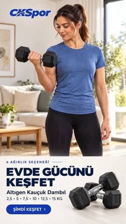 CKSPOR 7,5 Kg Altıgen Kauçuk Dambıl Hex Dumbbell Fitness Kuvvet Antrenmanı Ağırlığı