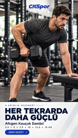 CKSPOR 7,5 Kg Altıgen Kauçuk Dambıl Hex Dumbbell Fitness Kuvvet Antrenmanı Ağırlığı