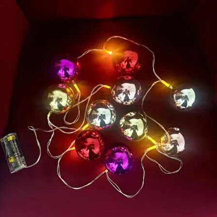 2m 10 LED Pilli Parlak Top Lamba - 2 Kademeli Yılbaşı Ağacı Süsü