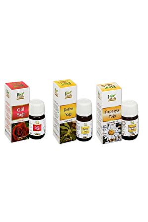 Papatya-gül-defne Aromatik 3 Adet Masaj-cilt Bakım Yağ Seti 20 Ml