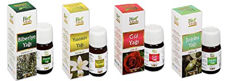Biberiye Yasemin Gül Jojoba-Aromatik Masaj-Cilt Bakım Yağ Seti