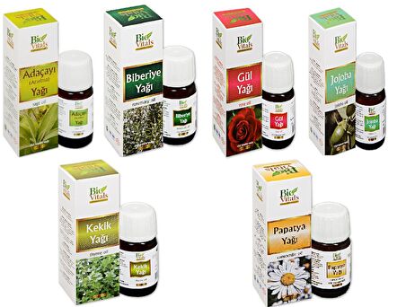 Ada Çayı Rezene Gül Vanilya Kekik Papatya-Aromatik Masaj-Cilt Bakım Yağ Seti