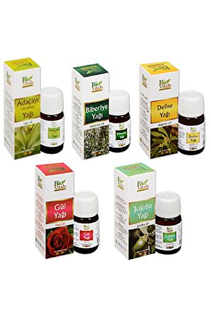 Ada Çayı Biberiye Defne Gül Jojoba-Aromatik Masaj-Cilt Bakım Yağ Seti