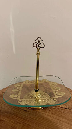 CAM GOLD DETAYLI TEK KATLIK LOKUMLUK ŞEKERLİK