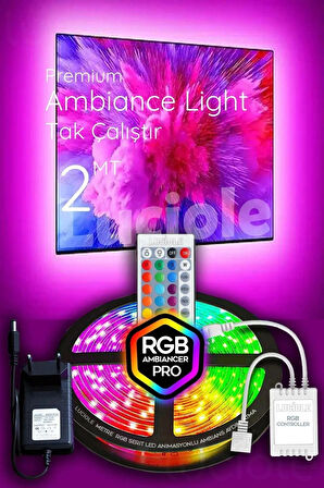 2 Metre Rgb Led Tak Çalıştır 16 Renkli 4 Animasyonlu Tv Arkası Led Yatak Odası abajur Bilgisayar